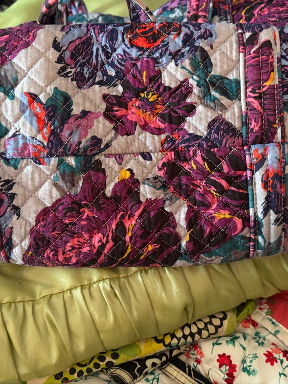 Vera Bradley Quilted Floral Tote in Plum, Pink, Teal - Picture 6 of 6